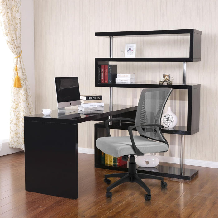 Office Chair Mid Back Swivel Lumbar Support Desk Chair, Computer Ergonomic Mesh Chair with Armrest (Gray)