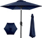 7.5Ft Heavy-Duty round Outdoor Market Table Patio Umbrella W/Steel Pole, Push Button Tilt, Easy Crank Lift - Navy Blue