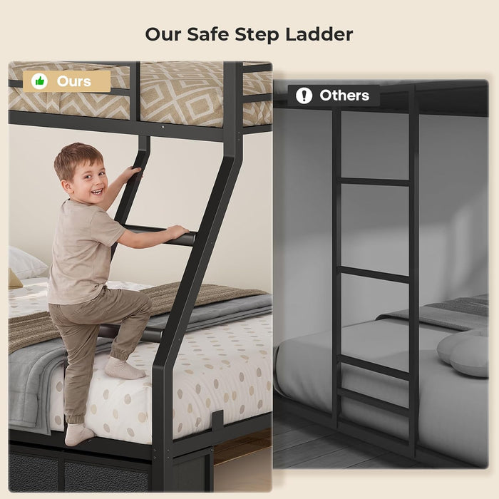 IndustrialGradeMetal Twin Over Full Bunk Bed Black