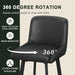 Swivel Bar Stools, 26''H Upholstered Barstools with Backs, Modern Counter Height Bar Stool Chairs for Kitchen Island, Metal Legs (Black- Faux Leather, Set of 3-26" H)