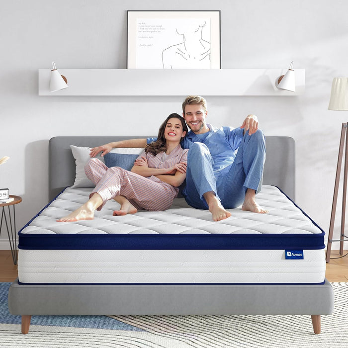 Queen Size Mattress, 12 Inch Queen Mattresses in a Box, Hybrid Spring Mattresses with Comfort Foam and Pocket Coils for Pressure Relief & Motion Isolation