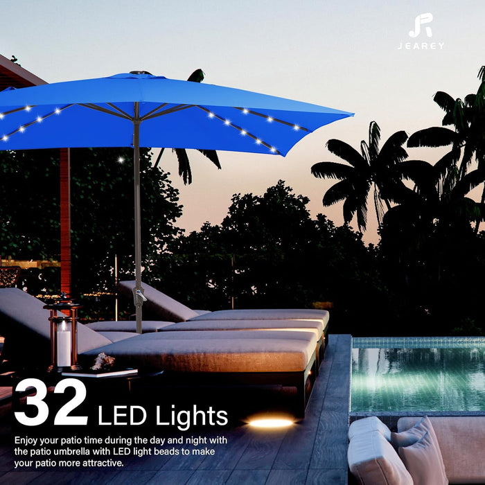 8X10' Rectangle LED Lighted Umbrella Patio Umbrella Outdoor W/Crank