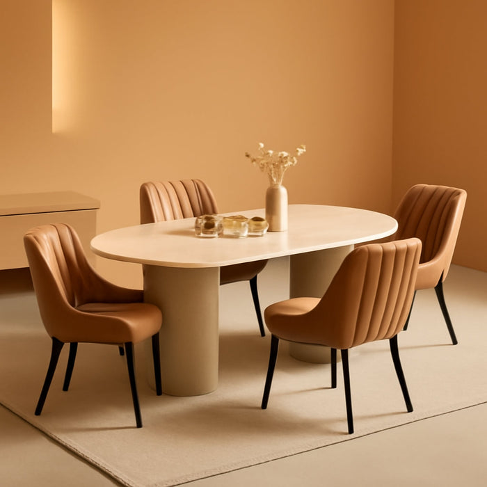 Dining Chairs Set of 4, Mid Century Modern Kitchen Chairs with Soft Cushion, Comfortable Upholstered Fabric Dining Room Chairs for Kitchen, Brown