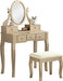 Ashley Wood Makeup Vanity Table and Stool Set, Gold