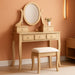 Ashley Wood Makeup Vanity Table and Stool Set, Gold