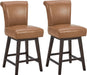 26 Inch Counter Height Swivel Bar Stools Set of 2, FSC Certified Modern Upholstered Faux Leather Swivel Barstool Chair with Back, Saddle Brown
