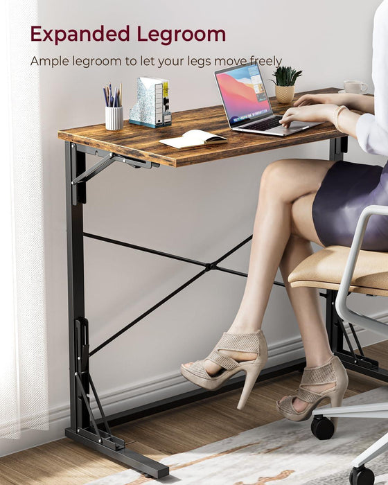 31.5Inch Collapsible Tray Desk RusticBrown Premium Finish