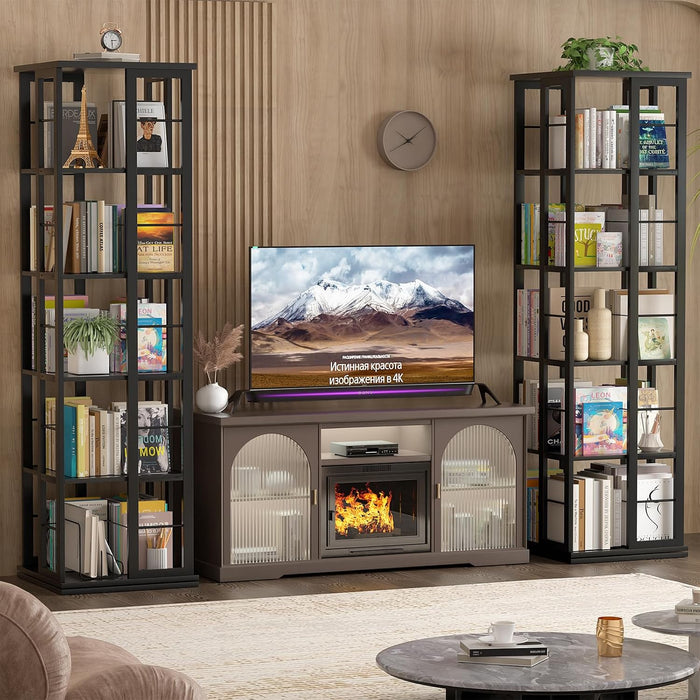Rotating Bookshelf, Corner Bookcase, 360 Display Wood Spinning Bookshelves, Floor Standing Bookcases Narrow Shelf, 5 Tiers, Black