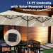 15Ft Double Sided Patio Umbrella with Solar Lights, Outdoor Large Umbrellas with Crank Handle and 48 LED Lights, Rectangular Market Umbrella with Base Included for Deck Pool Shade