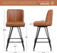 Swivel Bar Stools Set of 4, 26 Inch Counter Height Barstools, Faux Leather Bar Stool with Backs and Solid Metal Legs, Industrial Heavy Duty Counter Stools for Kitchen Island, Pub, Brown