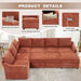 116Inch Orange ChenilleFabric Modular Sleeper Sofa USB