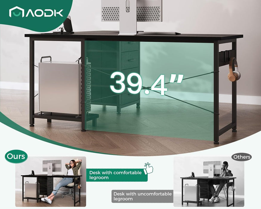 L Shaped Gaming Desk with 4 Drawers, 53" Reversible Home Office Desks with Power Outlets, L Shaped Computer Desk with USB Charging Port and Host Stand, Corner Desk, Easy to Assemble, Black