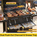 63" Oversized Charcoal BBQ Grill & Smoker, Large Outdoor Grill with 2 Individual Lifting Charcoal Trays, Cabinet-Style Charcoal Grills with Foldable Side Tables, 4 Wheels, Asadores De Carbon
