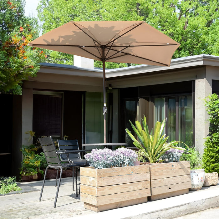 Half Umbrella Outdoor Patio Shade, Beige, 9Ft