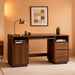 Farmhouse Executive Desk With Charging Station Brown