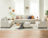 Beige Chenille Sofa with Deep Seats