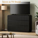 Black Dresser Fluted 6 Drawers Dresser for Bedroom, 47" Wide Wood Chest of Drawers with Hidden Handles & Rounded Corners, Modern TV Stand Storage Cabinet for Living Room, Hallway, Entryway