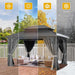 12X14Ft Hardtop Gazebo Double Roof with Nettings and Curtains, Heavy Duty Galvanized Steel Outdoor Roof for Patio, Backyard, Deck, Lawns, Gray