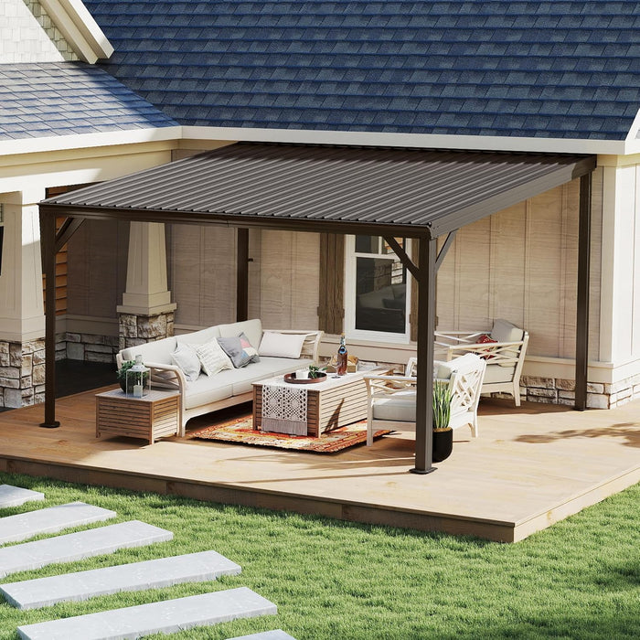 10x14 Ft WallMounted Gazebo WeatherproofRustResistant Hardtop