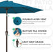 9FT Outdoor Patio Umbrella, Market Umbrella, Lake Blue