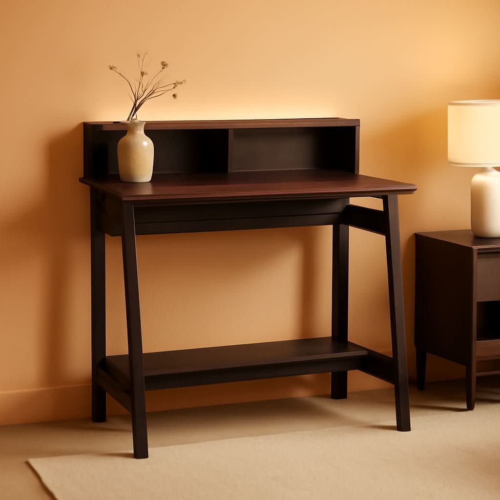 A Frame Computer Desk With Hutch In Dark Walnut Finish — ShipItFurniture
