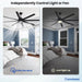 Modern Ceiling Fans with Lights, 72 Inch Ceiling Fan with Light and Remote, Bedroom Living Room Library Cafe Outdoor/Industrial,24W 3CCT Dimmable, 8 Blades 6 Speed Reversible Quiet DC Motor, Black