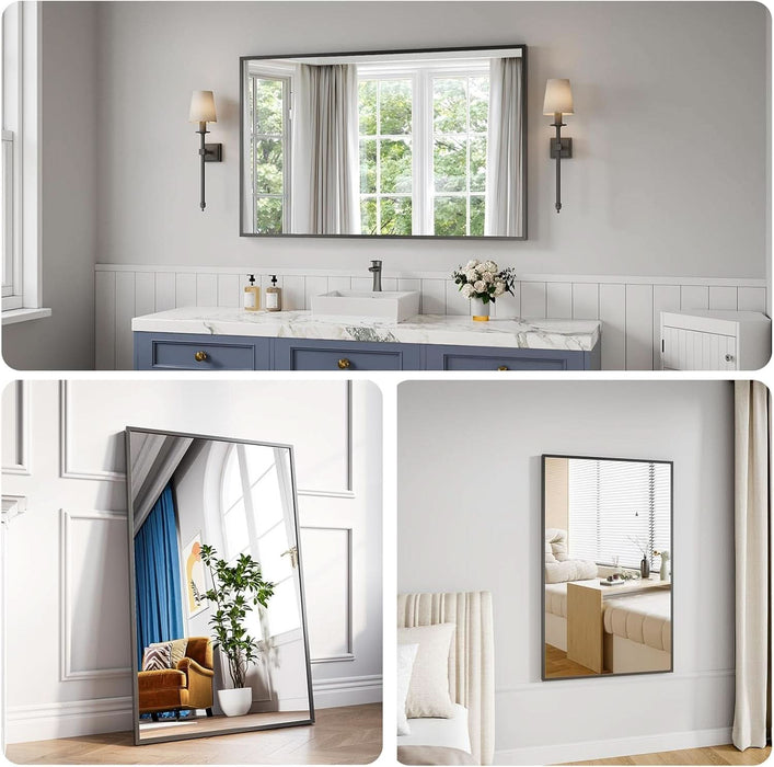 30x48 Black Bathroom Mirror Shatterproof Tempered Glass