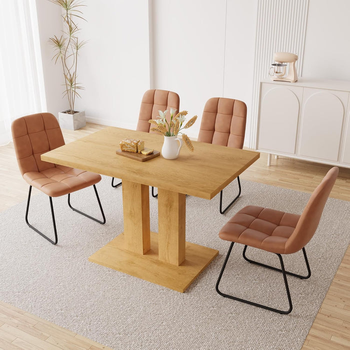 Modern Dining Table, 46'' Oak Table | Rectangular Kitchen Table with Oak Finish, Compact Dining Room Table for 4, Sturdy Construction for Home, Apartment