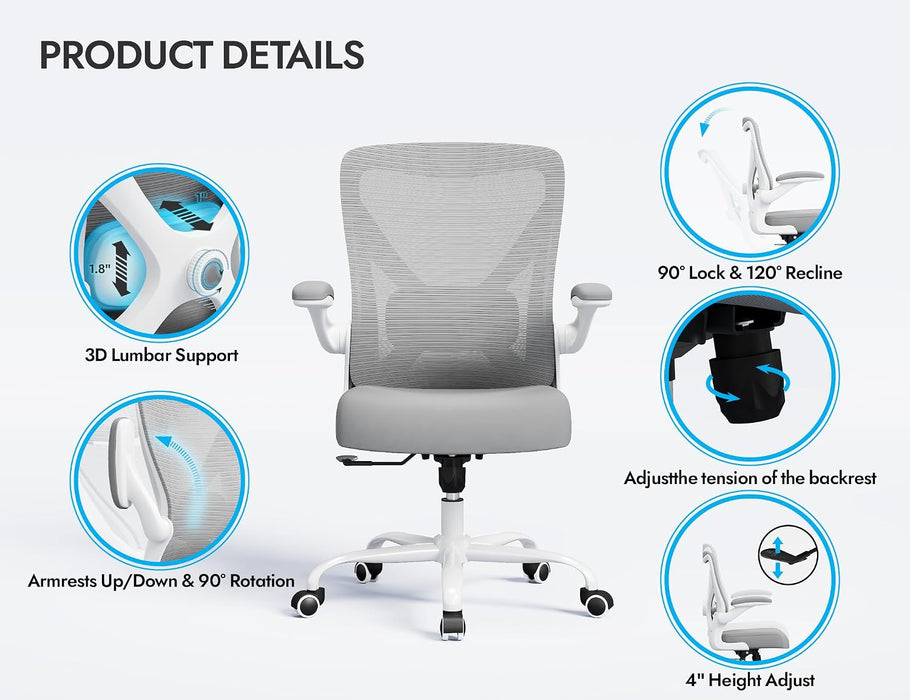 Office Chair: 330LBS Mesh Ergonomic Desk Chair Comfy with 3D Lumbar& Swivel