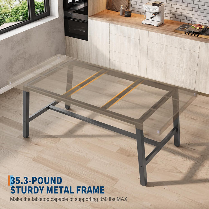 71" Industrial Dining Table, Rectangular Kitchen Table, Grey
