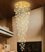 98'' Modern Crystal Chandelier for Entryway Raindrop Chandeliers LED Dimmable High Ceiling Flush Mount Light Fixtures for Staircaes Hallway Foyer Living Room LED Bulbs Included Gold
