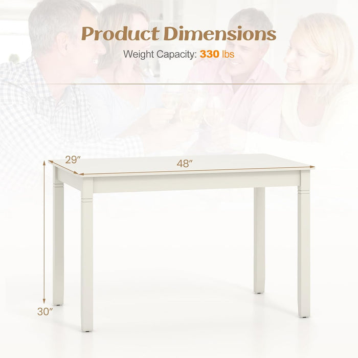 White Rectangular Dining Table 48x29 Inches Compact