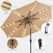 9Ft Solar Patio Umbrella - Solar Lights LED Lighted Outdoor Market Table Umbrella, UPF50+ UV Protection with Push Button Tilt, Crank for Pool Deck and Garden (Beige)