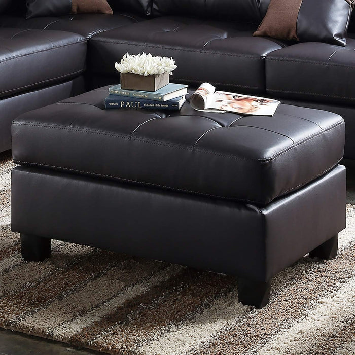 Sectional Sofa, L-Shape Faux Leather Sectional Sofa Couch Set with Chaise, Ottoman, 2 Toss Pillow Using for Living Room Furniture.（Black）