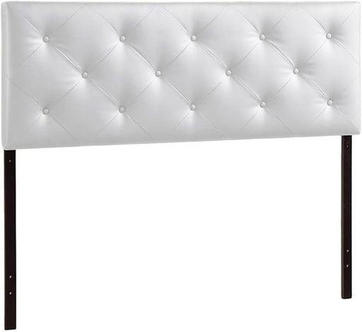 Baltimore Modern and Contemporary King White Faux Leather Upholstered Headboard