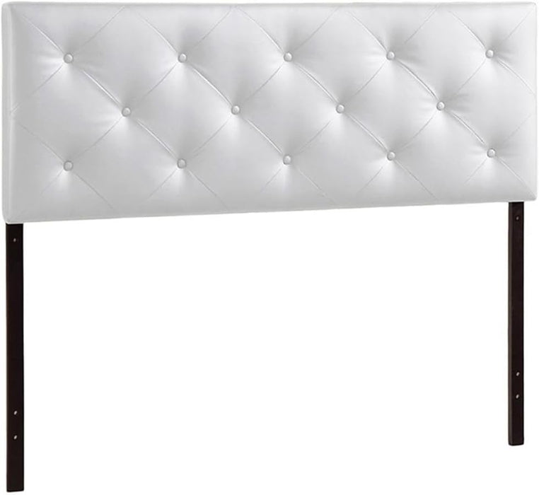 Baltimore Modern and Contemporary King White Faux Leather Upholstered Headboard