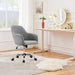 Modern Velvet Desk Chair Vanity Chair Height-Adjustable Swivel Computer Chair for Makeup Room Living Room Bedroom Soft Upholstered Office Chair Light Gray