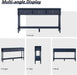55.5" Carved Console Table with 3 Drawers, 2-Tier Sofa Table with Glossy Floral Surface and Solid Wood Legs, Mid-Century Modern Entryway Table for Living Room Hallway (Midnight Blue)
