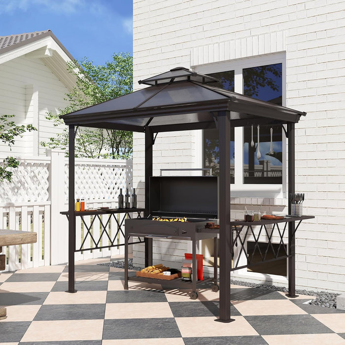 9x5 Ft Grill Gazebo Polycarbonate Roof Uvprotection