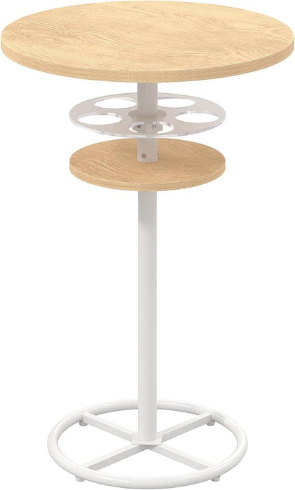 36” High Top Bar Table, Sturdy Frame with Metal Base for Cocktail, Pub, Easy Assembly, Oak