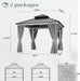 10X10FT Gazebo Patios Hard Top Outdoor Double Roof Canopy Aluminum Frame Metal Top Garden Gazebo with Curtains Netting for Backyards Decks Lawns, White