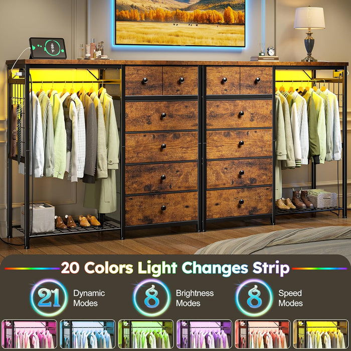 Brown Walnut StorageOrganizer Dresser With RGBLights