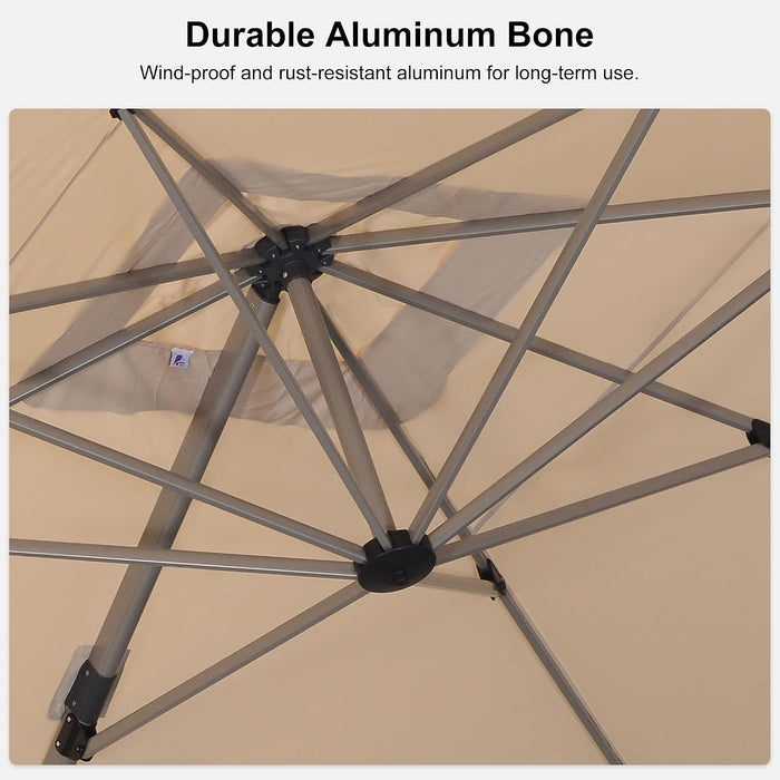 Patio Umbrella Outdoor 10' X 13' Rectangle 360 Rotation Beige