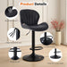 Bar Stools Set of 4, Swivel Adjustable Height Fabric Bar Chair | Barstools Counter Height, Backrest, Armless, Upholstered, Modern, Kitchen Island, Dining Room, Black
