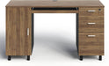 Modern Design Venice Computer Desk with Lockable Drawers, 53 Inch Home Office Desk with Storage Cabinet, Keyboard Tray & Cable Management, Modern Study Writing Desk for Small Spaces, Walnut and Black