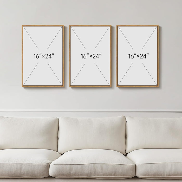 Framed Sun and Moon Boho Wall Art Bedroom, 3 Piece Abstract Minimalist Terracotta Canvas Painings Prints Artwork for Walls, Mid Century Modern Bohemian Pictures for Living Room Office Wall Decor, 16X24 Inch