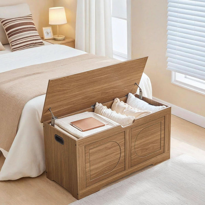 Honey Brown Engineered Wood Storage Chest ThirtyNineIn