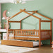 Walnut Solid Wood House Bed Trundle UnitBundleWithDrawers