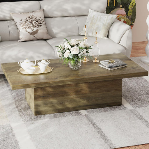 Farmhouse Coffee Table, 47.25" Modern Center Tables Wood Cocktail Table, Scratch-Resistant Accent Table with Sturdy Frame for Living Room, Home Office & Lounge