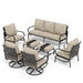Tapasi 9 - Person Patio Conversation Set with Swivel Lounge Chairs & Optional Firepit Table